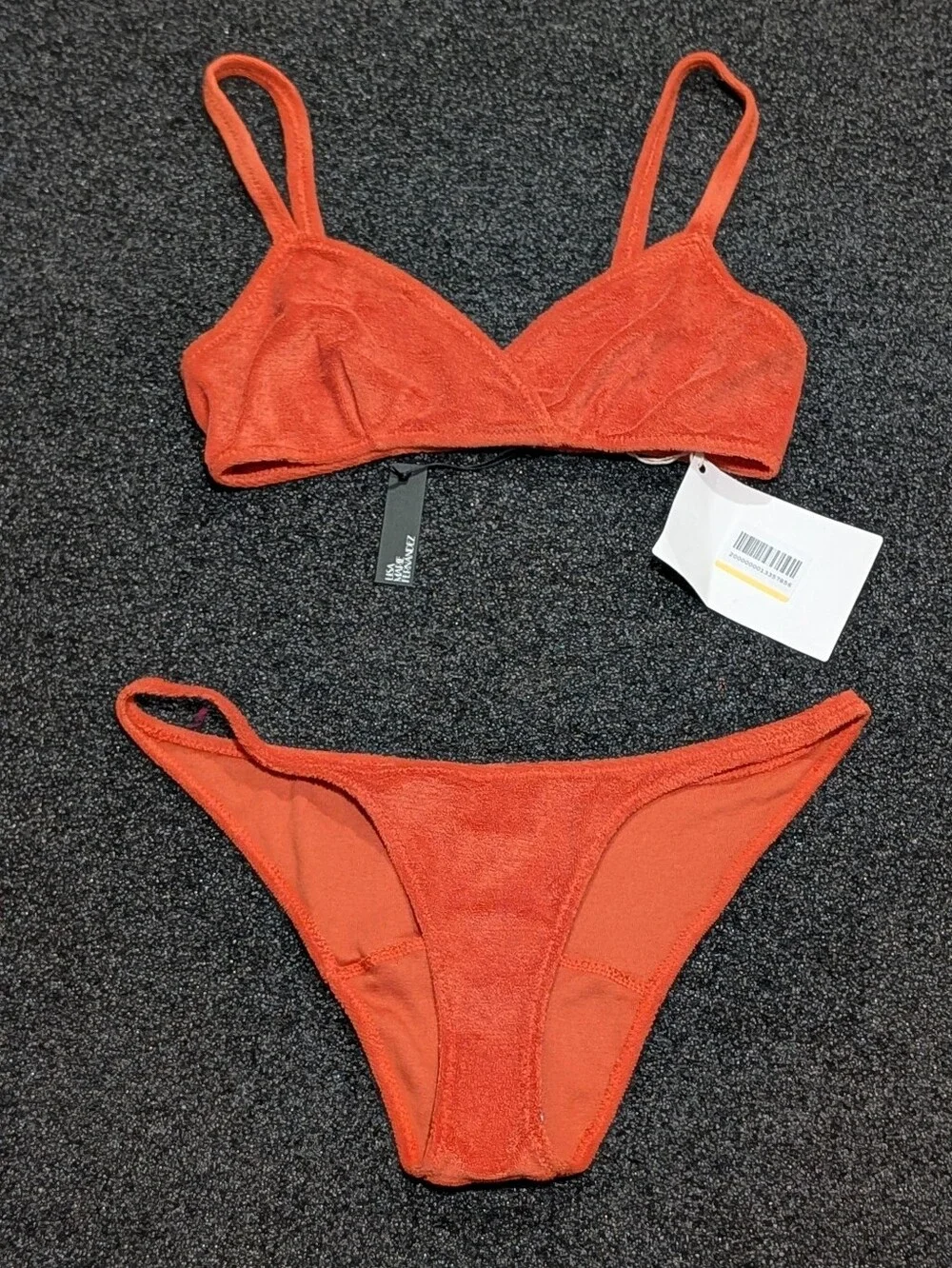 Lisa Marie Fernandez Terracotta Terry Cloth Textured Bikini Set